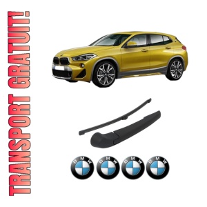 Set brat stergator spate cu lamela pentru BMW Seria X2 (F39) din 2018-2023, pentru spate, din cauciuc siliconat rezistent, 4 stickere auto BMW Seria