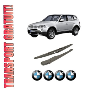 Set brat stergator spate cu lamela pentru BMW Seria X3 (E83) din 2003-2011, pentru spate, din cauciuc siliconat rezistent, 4 stickere auto BMW Seria