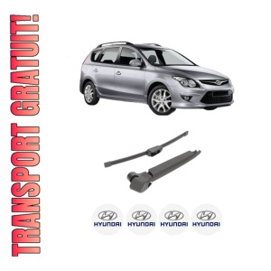 Set brat stergator spate cu lamela pentru HYUNDAI i30 Estate (GD) din 2012-2017, pentru spate, din cauciuc siliconat rezistent, 4 stickere auto HYUNDAI