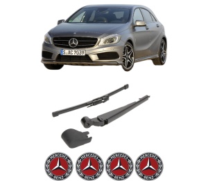 Set brat stergator spate cu lamela pentru MERCEDES-BENZ A-CLASS (W176) din 2012-2018, pentru spate, din cauciuc siliconat rezistent, 4 stickere auto MERCEDES-BENZ v1372