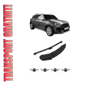 Set brat stergator spate cu lamela pentru MINI MINI COUNTRYMAN (F60) din 2016-2020, pentru spate, din cauciuc siliconat rezistent, 4 stickere auto MINI