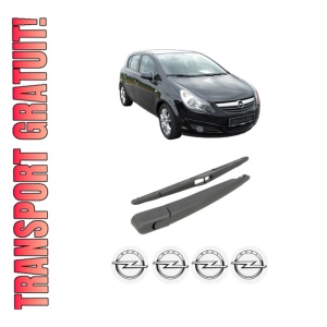 Set brat stergator spate cu lamela pentru OPEL CORSA D (S07) din 2006-2014, pentru spate, din cauciuc siliconat rezistent, 4 stickere auto OPEL