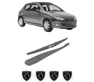 Set brat stergator spate cu lamela pentru PEUGEOT 206 Hatchback (2A/C) din 1998-2012, pentru spate, din cauciuc siliconat rezistent, 4 stickere auto PEUGEOT v832