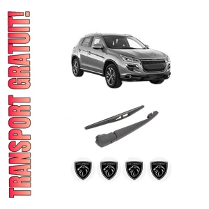 Set brat stergator spate cu lamela pentru PEUGEOT 4008 din 2012, pentru spate, din cauciuc siliconat rezistent, 4 stickere auto PEUGEOT