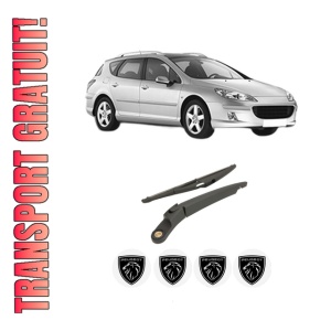 Set brat stergator spate cu lamela pentru PEUGEOT 407 SW (6E_, 6D_) din 2004-2010, pentru spate, din cauciuc siliconat rezistent, 4 stickere auto PEUGEOT