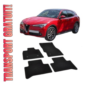 Set covorase mocheta Alfa Romeo Stelvio 2017-prezent, din mocheta, compatibile cu autoturismul Alfa Romeo Stelvio