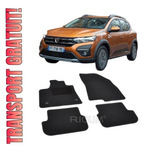 Set covorase mocheta Dacia Sandero 3 / Stepway 3, 2021-prezent, din mocheta, compatibile cu autoturismul Dacia Sandero 3 / Stepway 3