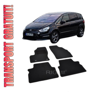 Set covorase mocheta Ford S-Max Mk.1 2012-2015 (sistem de fixare rotund), din mocheta, compatibile cu autoturismul Ford S Max Mk.1