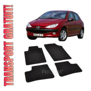 Set covorase mocheta Peugeot 206, 1998-2009, din mocheta, compatibile cu autoturismul Peugeot 206