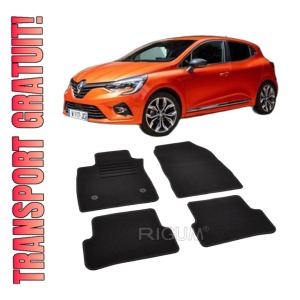 Set covorase mocheta Renault Clio 5, 2019-prezent, din mocheta, compatibile cu autoturismul Renault Clio 5