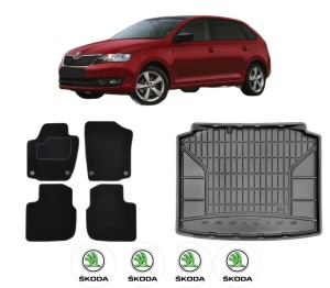 Set Covorase Presuri Auto Si Tavita Portbagaj SKODA RAPID Spaceback (NH1) din 2012-2019 SKODA - Img 2