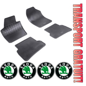 Set covorase Skoda Fabia III Combi 11.2014 - prezent si 4 stickere rotunde Skoda