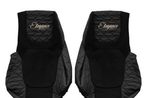Set Huse Scaune Camion Tir DAF XG din 2021, Auto, Model ELEGANCE Q, Culoare Negru, 4x Stickere auto cu DAF - Img 4