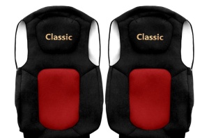 Set Huse Scaune Camion Tir FORD STRALIS II din 2012-2017, Auto, Model CLASSIC, Culoare Rosu, 4x Stickere auto cu FORD - Img 3