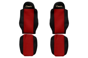 Set Huse Scaune Camion Tir MAN TGM I din 2005-2023, Auto, Model CLASSIC, Culoare Rosu, 4x Stickere auto cu MAN - Img 2