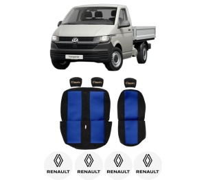 Set Huse Scaune Camion Tir RENAULT TRANSPORTER T5 Platform/Chassis (7JD, 7JE, 7JL, 7JY, 7JZ, 7F din 2003-2015, Auto, Model CLASSIC, Culoare Rosu, 4x Stickere auto cu RENAULT