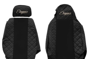 Set Huse Scaune Camion Tir SCANIA R I din 2004-2019, Auto, Model ELEGANCE Q, Culoare Negru, 4x Stickere auto cu SCANIA - Img 4