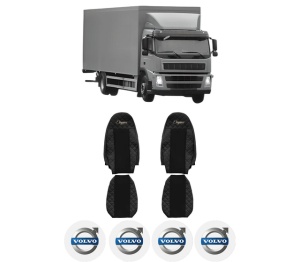 Set Huse Scaune Camion Tir VOLVO FM din 2005-2008, Auto, Model ELEGANCE Q, Culoare Negru, 4x Stickere auto cu VOLVO