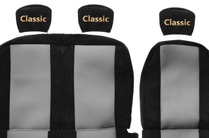 Set Huse Scaune Camion Tir VW TRANSPORTER T5 Platform/Chassis (7JD, 7JE, 7JL, 7JY, 7JZ, 7F din 2003-2015, Auto, Model CLASSIC, Culoare Rosu, 4x Stickere auto cu VW - Img 3
