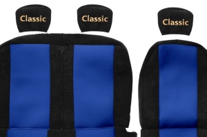 Set Huse Scaune Camion Tir VW TRANSPORTER T6 Platform/Chassis (SFD, SFE, SFL, SFZ, SJD, SJ din 2015-2024, Auto, Model CLASSIC, Culoare Rosu, 4x Stickere auto cu VW - Img 3