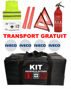 Set Kit - Trusa siguranta auto omologat R.A.R, Stingator cu manometru 1kg P1 , Trusa Medicala, 2 Triunghiuri Reflectorizante , 4 stickere autoadezive IVECO accesorii pentru autoturismul tau - masina v92983