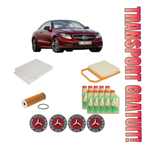 Set Pachet filtre revizie Bosch, 10 litrii ulei Castrol 5W30 MERCEDES-BENZ E-CLASS Coupe (C238) E 450 EQ Boost 4-matic (238.359) din 2020, 4x Stickere auto cu MERCEDES-BENZ