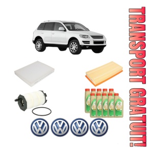 Set Pachet filtre revizie Bosch, 10 litrii ulei Castrol 5W30 Volkswagen TOUAREG (7LA, 7L6, 7L7) 4.2 V8 FSI din 2006-2010, 4x Stickere auto cu Volkswagen