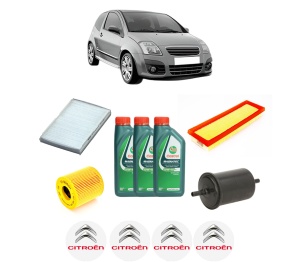 Set Pachet filtre revizie Bosch, 3 litrii ulei Castrol 10W40 CITROEN C2 (JM_) 1.4 16V din 2005-2009, 4x Stickere auto cu CITROEN - Img 2