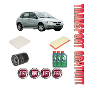 Set Pachet filtre revizie Bosch, 3 litrii ulei Castrol 10W40 FIAT STILO VAN (192_) 1.4 (192DXH1B) din 2004-2008, 4x Stickere auto cu FIAT