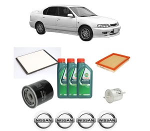 Set Pachet filtre revizie Bosch, 3 litrii ulei Castrol 10W40 NISSAN PRIMERA Hatchback (P11) 1.6 16V LPG din 2000-2002, 4x Stickere auto cu NISSAN - Img 2