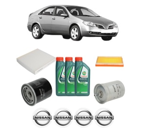 Set Pachet filtre revizie Bosch, 3 litrii ulei Castrol 10W40 NISSAN PRIMERA (P12) 1.8 din 2002-2008, 4x Stickere auto cu NISSAN - Img 2