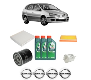 Set Pachet filtre revizie Bosch, 3 litrii ulei Castrol 10W40 NISSAN ALMERA TINO (V10) 1.8 din 2000-2006, 4x Stickere auto cu NISSAN - Img 2
