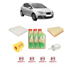 Set Pachet filtre revizie Bosch, 3 litrii ulei Castrol 5W30 SEAT IBIZA IV (6J5, 6P1) 1.2 din 2009-2015, 4x Stickere auto cu SEAT - Img 2