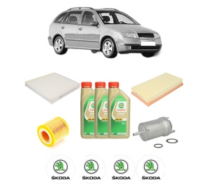 Set Pachet filtre revizie Bosch, 3 litrii ulei Castrol 5W30 SKODA FABIA I Combi (6Y5) 1.2 din 2003-2007, 4x Stickere auto cu SKODA - Img 2