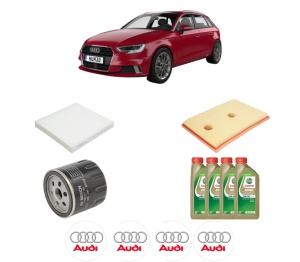 Set Pachet filtre revizie Bosch, 4 litrii ulei Castrol 0W20 AUDI A3 Sportback (8YA, 8YF) 40 TFSIe din 2020, 4x Stickere auto cu AUDI - Img 2