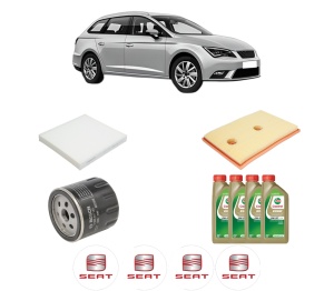 Set Pachet filtre revizie Bosch, 4 litrii ulei Castrol 0W20 SEAT LEON ST (5F8) 1.4 TSI din 2014-2018, 4x Stickere auto cu SEAT - Img 2