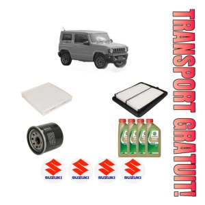 Set Pachet filtre revizie Bosch, 4 litrii ulei Castrol 0W20 SUZUKI JIMNY Closed Off-Road Vehicle (A6G) 1.5 AllGrip (JB74W, JB74V, A6G415) din 2018, 4x Stickere auto cu SUZUKI