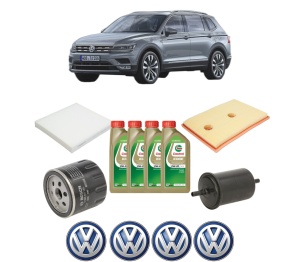 Set Pachet filtre revizie Bosch, 4 litrii ulei Castrol 0W20 Volkswagen TIGUAN ALLSPACE (BW2, BJ2) 1.4 TSI din 2017, 4x Stickere auto cu Volkswagen - Img 2