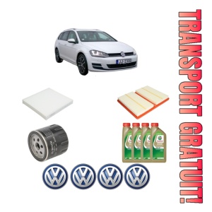 Set Pachet filtre revizie Bosch, 4 litrii ulei Castrol 0W20 Volkswagen GOLF VII Variant (BA5, BV5) 1.0 TSI din 2016-2020, 4x Stickere auto cu Volkswagen