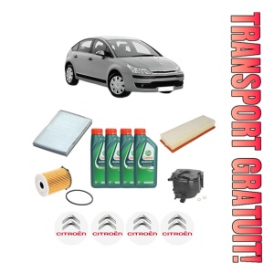 Set Pachet filtre revizie Bosch, 4 litrii ulei Castrol 10W40 CITROEN C4 I (LC_) 1.6 HDi din 2004-2011, 4x Stickere auto cu CITROEN