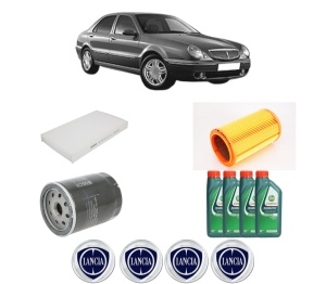 Set Pachet filtre revizie Bosch, 4 litrii ulei Castrol 10W40 LANCIA LYBRA (839_) 1.6 din 2000-2005, 4x Stickere auto cu LANCIA - Img 2