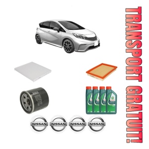 Set Pachet filtre revizie Bosch, 4 litrii ulei Castrol 10W40 NISSAN NOTE (E12) 1.2 din 2012-2016, 4x Stickere auto cu NISSAN
