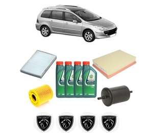 Set Pachet filtre revizie Bosch, 4 litrii ulei Castrol 10W40 PEUGEOT 307 SW (3H) 1.4 din 2002-2003, 4x Stickere auto cu PEUGEOT - Img 2