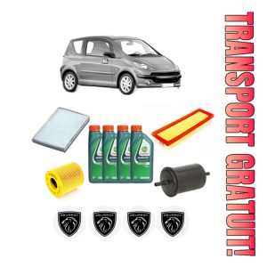 Set Pachet filtre revizie Bosch, 4 litrii ulei Castrol 10W40 PEUGEOT 1007 (KM_) 1.4 din 2005, 4x Stickere auto cu PEUGEOT