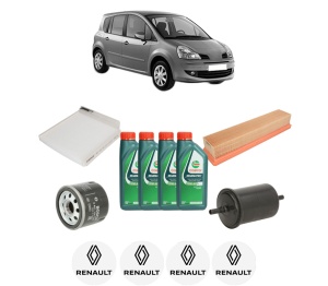 Set Pachet filtre revizie Bosch, 4 litrii ulei Castrol 10W40 RENAULT MODUS / GRAND MODUS (F/JP0_) 1.2 (JP0S) din 2004, 4x Stickere auto cu RENAULT - Img 2