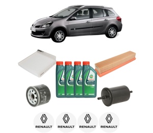 Set Pachet filtre revizie Bosch, 4 litrii ulei Castrol 10W40 RENAULT CLIO III Grandtour (KR0/1_) 1.2 16V Hi-Flex (KR0S) din 2008-2014, 4x Stickere auto cu RENAULT - Img 2
