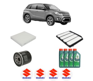 Set Pachet filtre revizie Bosch, 4 litrii ulei Castrol 10W40 SUZUKI VITARA (LY) 1.4 T AllGrip (APK414) din 2015, 4x Stickere auto cu SUZUKI - Img 2