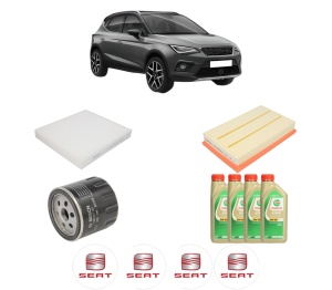 Set Pachet filtre revizie Bosch, 4 litrii ulei Castrol 5W30 SEAT ARONA (KJ7, KJP) 1.0 TSI din 2017, 4x Stickere auto cu SEAT - Img 2