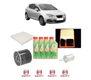 Set Pachet filtre revizie Bosch, 4 litrii ulei Castrol 5W30 SEAT IBIZA IV (6J5, 6P1) 1.4 din 2008-2015, 4x Stickere auto cu SEAT - Img 2