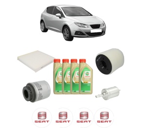Set Pachet filtre revizie Bosch, 4 litrii ulei Castrol 5W30 SEAT IBIZA IV (6J5, 6P1) 1.2 TSI din 2010-2012, 4x Stickere auto cu SEAT - Img 2